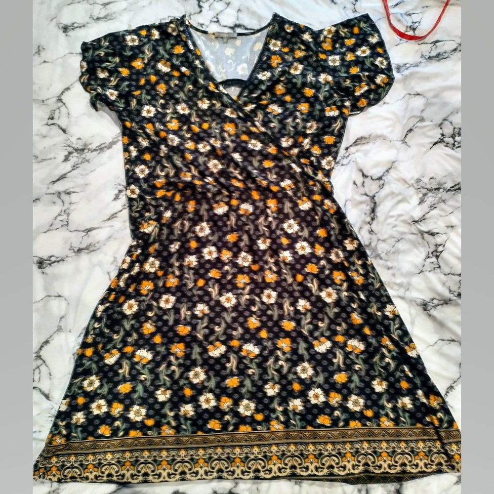 Loveappella Floral Cottagecore Dress, ruffle sleeves, 2X